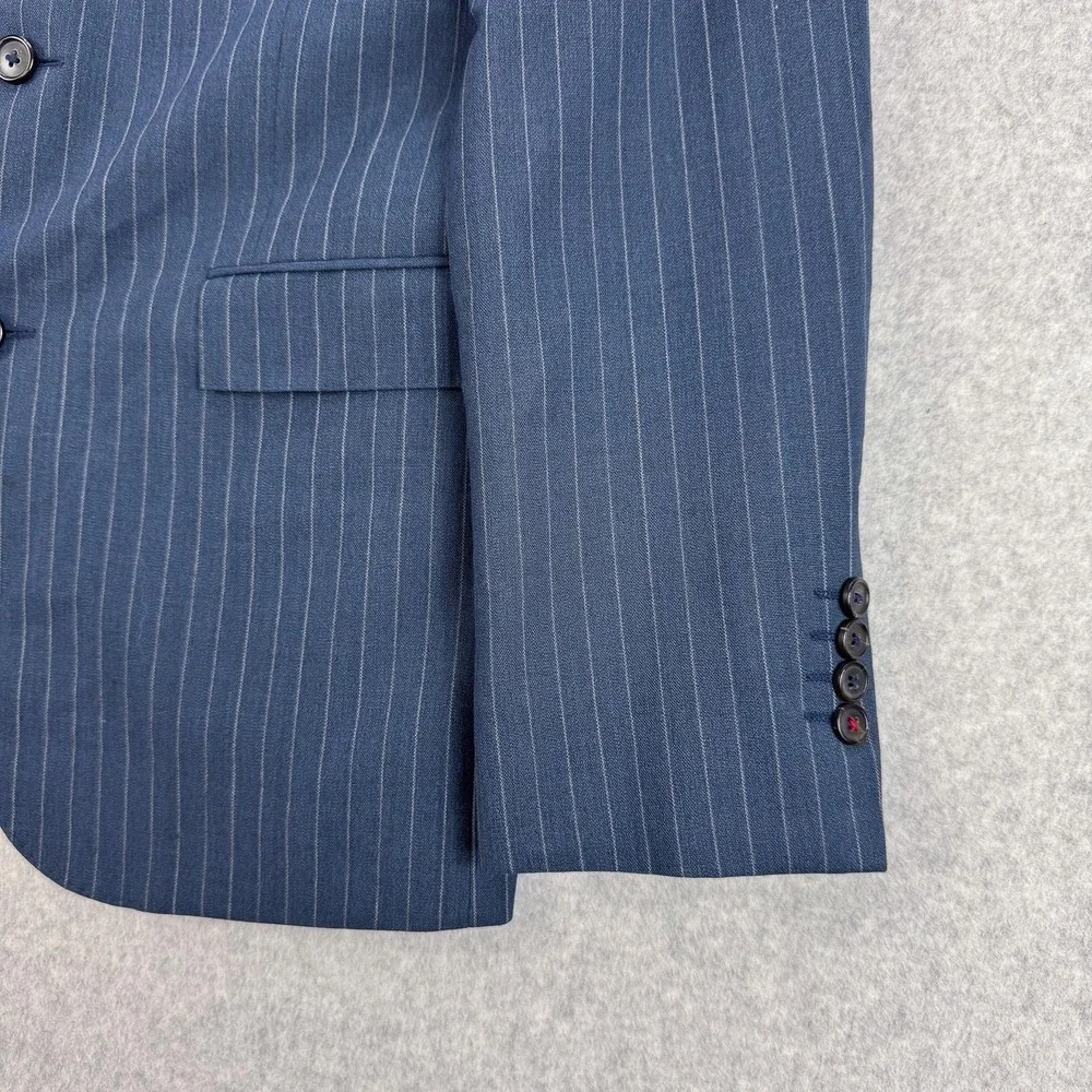 Brooks Brothers Red Fleece Suit‎ Jacket Mens 42L Blue Pinstripe Wool Tollegno